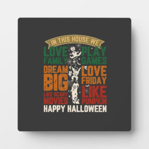 Plaque Photo Maison Joyeux Halloween Monstres Toiles d'araignée