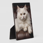 Plaque Photo Majestic white cat (Côté)