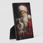 Plaque Photo Malamute d'Alaska avec Noël du Père Noël (Côté)