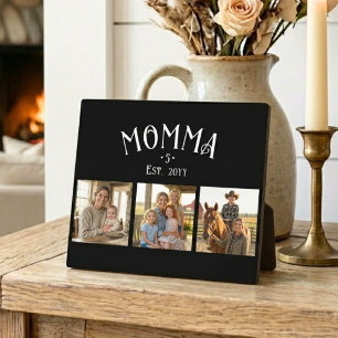 Plaque Photo Maman a établi le nombre d'enfants Chic Noir 3 Pho