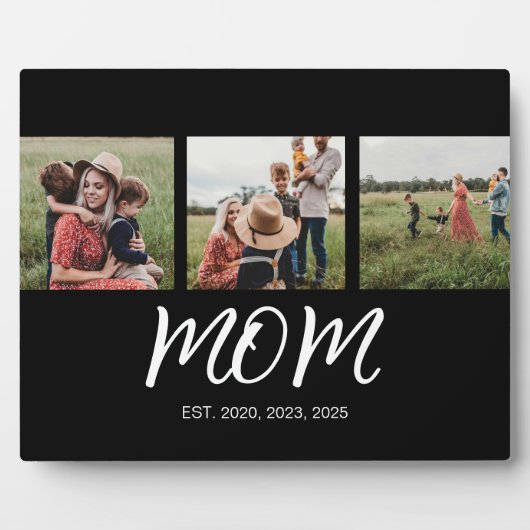 Plaque Photo Maman Elegant Script Black 3 Photo (Devant)