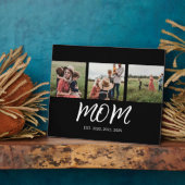 Plaque Photo Maman Elegant Script Black 3 Photo (Côté)