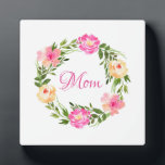 Plaque Photo Maman Feminine Floral Maman Aquarelle personnalisé<br><div class="desc">Un magnifique mélange de roses d'aquarelle rose et crème. Le mot "Maman" est modifiable et peut être personnalisé ou supprimé dans la zone d'édition. Le style de police,  la couleur et la taille peuvent être modifiés dans le menu d'édition.</div>