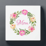 Plaque Photo Maman Feminine Floral Maman Aquarelle personnalisé<br><div class="desc">Un magnifique mélange de roses d'aquarelle rose et crème. Le mot "Maman" est modifiable et peut être personnalisé ou supprimé dans la zone d'édition. Le style de police,  la couleur et la taille peuvent être modifiés dans le menu d'édition.</div>