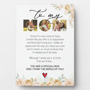 Plaque Photo Maman Keepsaké de la fille Son aquarelle florale