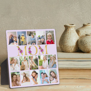 Plaque Photo Maman Lettres Or 15 Vertical Photo Collage Lilac