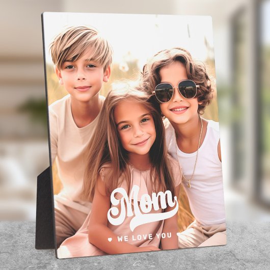 Plaque Photo Maman nous t'aimons coeur photo blanc texte mère j