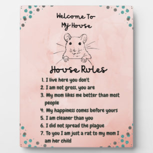 Plaque Photo Maman rat: décor de règles de la maison pour rats