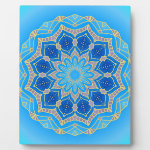 Plaque Photo Mandala en bleu électrique et turquoise