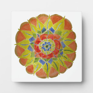 Plaque Photo Mandala floral peint à la main 5,25 x 5,25 avec Ea
