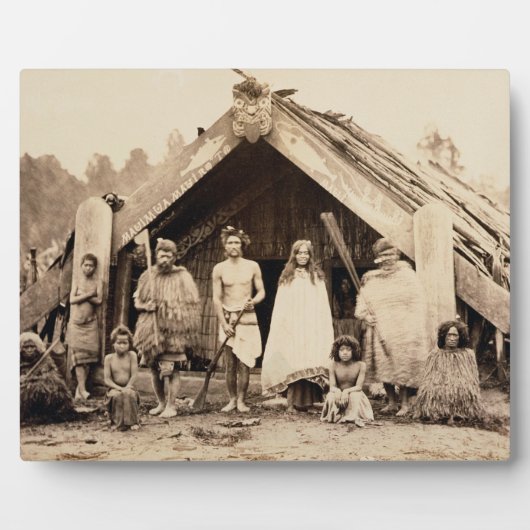 Plaque Photo Maori Family, Nouvelle-Zélande, vers 1880 (albumen (Devant)