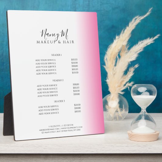 Plaque Photo Maquillage et cheveux blanc rose et gris (Côté)