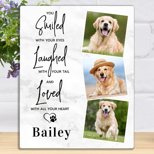 Plaque Photo Marble Pet Dog Memorial Customisé Photo Collage