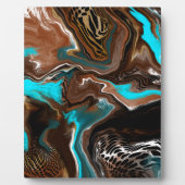 Plaque Photo Marbre Brown et bleu Fluide Art (Devant)