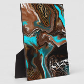 Plaque Photo Marbre Brown et bleu Fluide Art (Côté)