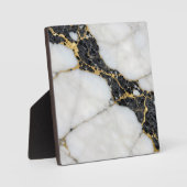 Plaque Photo Marbre Luxe Noir Blanc Or (Recto)