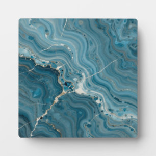 Plaque Photo Marbre Veine d'Or Agate Bleue