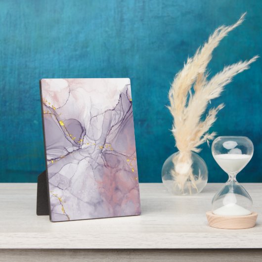 Plaque Photo Marbre Violet et Or (Côté)