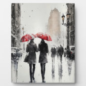 Plaque Photo Marcher dans l'aquarelle de pluie Imprimer (Devant)