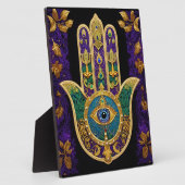 Plaque Photo Mardi Gras Gold violet vert Hamsas Art (Côté)