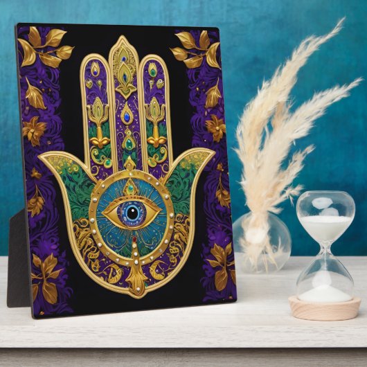 Plaque Photo Mardi Gras Gold violet vert Hamsas Art (Côté)