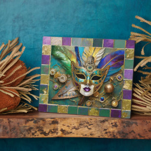 Plaque Photo Mardi Gras Troisième Oeil Gold Céramique Masque