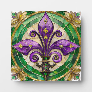 Plaque Photo Mardi Gras Vitrail Fleur de lis