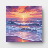 Plaque Photo Marée violette | Couché de soleil violet Vagues oc (Devant)