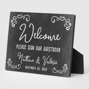 Plaque Photo Mariage à la Ferme Style Tableau Noir Livre d'Or d