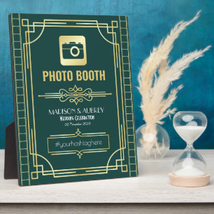 Plaque Photo Mariage Art Déco Booth Booth Gold Green Sign