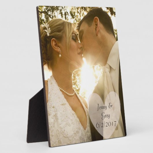 Plaque photo mariage avec coeur et Mariage Date (Côté)