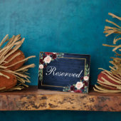 Plaque Photo Mariage Bleu Bois Bourgogne Réservé 5x7 Tableau (Côté)