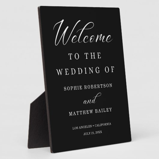 Plaque Photo Mariage Célébration moderne Script de bienvenue Pl (Côté)