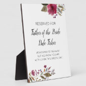 Plaque Photo Mariage commémoratif du Père de Mariée Bourgogne (Côté)