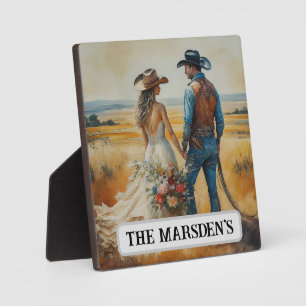 Plaque Photo Mariage Country Western Aquarelle