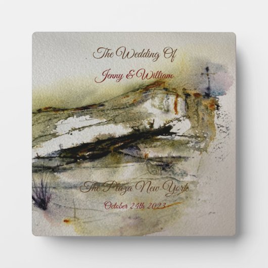 Plaque Photo Mariage d'aquarelle d'automne Abstrait moderne (Devant)