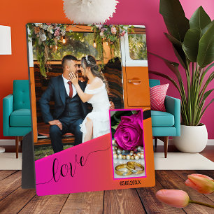 Plaque photo Mariage de Boho rose-orange
