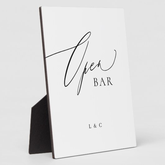 Plaque Photo Mariage de calligraphie noir blanc OUVERT Panneau (Côté)