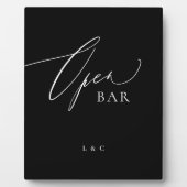 Plaque Photo Mariage de calligraphie noir blanc OUVERT Panneau (Devant)