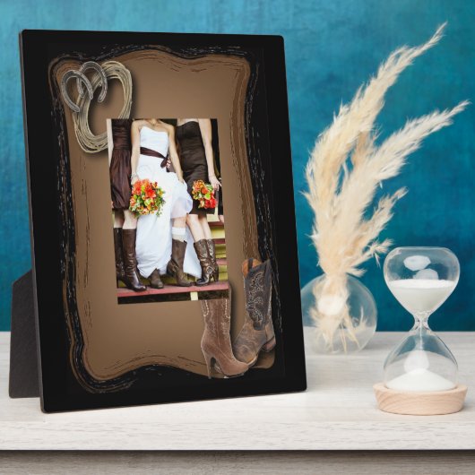 Plaque Photo mariage de cowboy rustique de l'ouest (Côté)