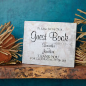 Plaque Photo Mariage de Réflexions Blanches Signer notre Livre  (Côté)