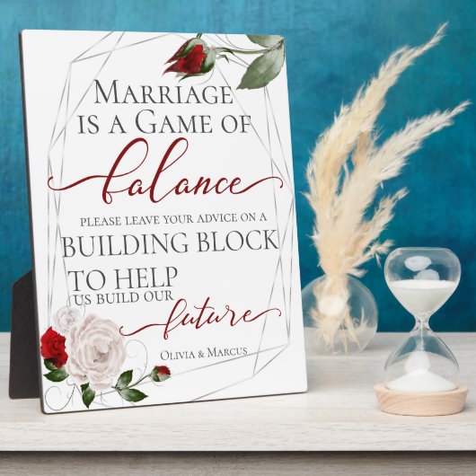 Plaque Photo Mariage demande bloc de construction Dusty Blush (Côté)