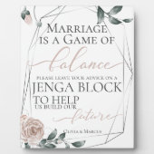 Plaque Photo Mariage Demande Jenga Block Dusty Rose Floral 2 (Devant)