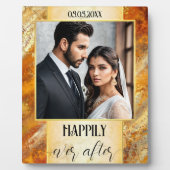 Plaque photo Mariage en marbre doré élégant (Devant)