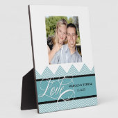 Plaque Photo Mariage Engagé Chic Chevron Moderne Personnalisé (Côté)