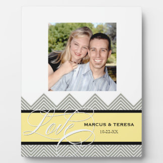 Plaque Photo Mariage Engagé Chic Chevron Moderne Personnalisé