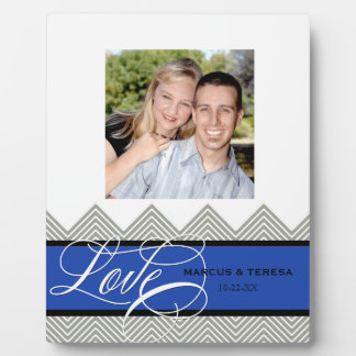 Plaque Photo Mariage Engagé Chic Chevron Moderne Personnalisé