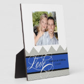 Plaque Photo Mariage Engagé Chic Chevron Moderne Personnalisé (Côté)