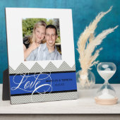 Plaque Photo Mariage Engagé Chic Chevron Moderne Personnalisé (Côté)