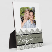 Plaque Photo Mariage Engagé Chic Chevron Moderne Personnalisé (Côté)